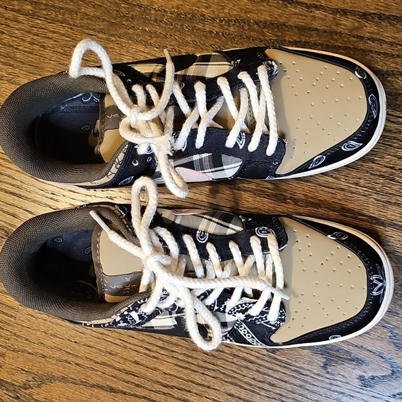 Patchwork Paisley Sneakers in Black and Tan - Picture 3 of 16